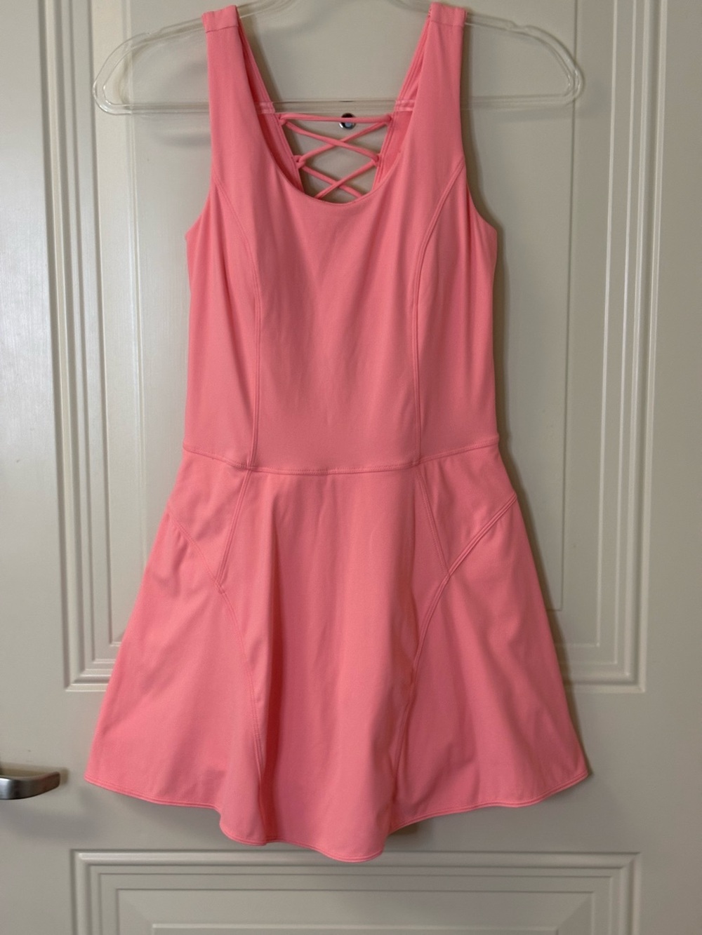 NWOT JOYLAB CORAL LACE-UP BACK W/ ATTACHED SHORTS ATHLETIC TENNIS DRESS SZ S $49